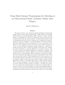 Using Mixed Integer Programming for Matching in an Observational