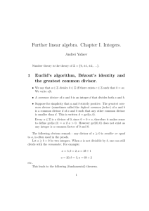 Further linear algebra. Chapter I. Integers.