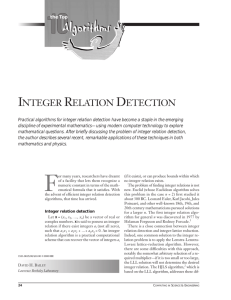 INTEGER RELATION DETECTION