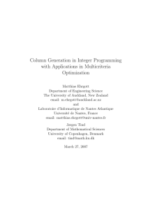Column Generation in Integer Programming with Applications in