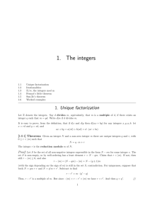 1. The integers