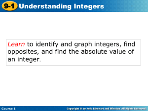 9-1 Understanding Integers
