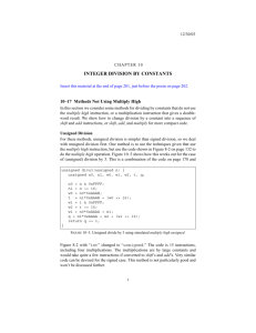 INTEGER DIVISION BY CONSTANTS