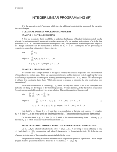 INTEGER LINEAR PROGRAMMING (IP)