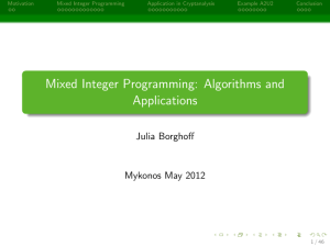 Mixed Integer Programming: Algorithms and Applications