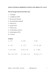 Integers review packet exercises