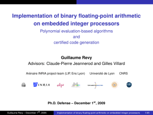 Implementation of binary floating-point arithmetic on embedded