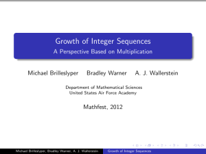 Growth of Integer Sequences - A Perspective Based on Multiplication