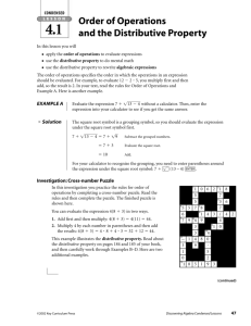 Order of Operations and the Distributive Property