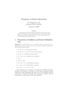 Properties of Matrix Operations - Department of Mathematics at