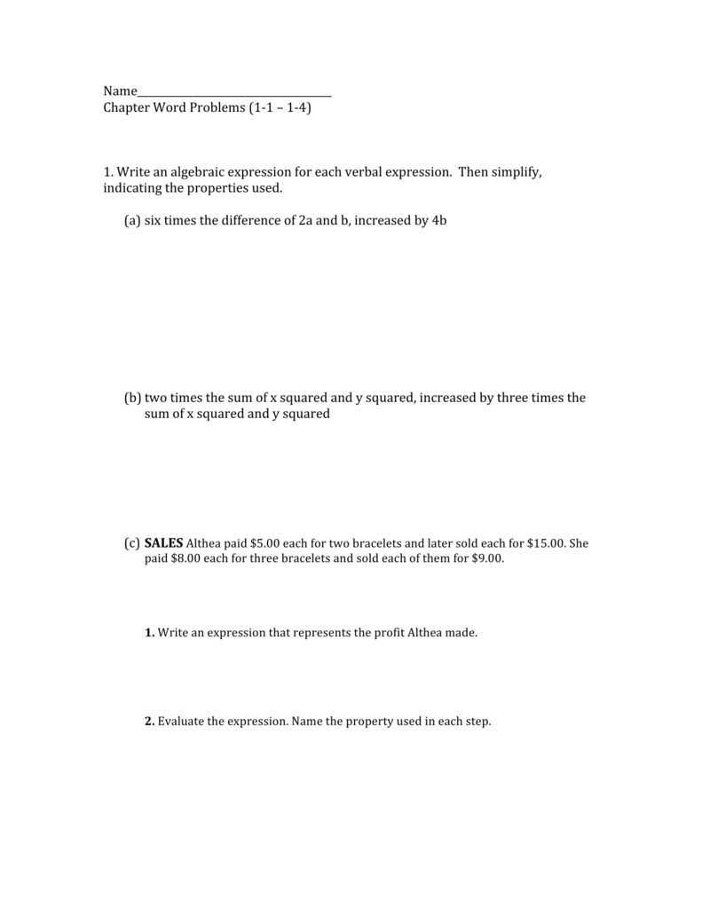 Distributive Property Word Problems Regarding Distributive Property With Variables Worksheet