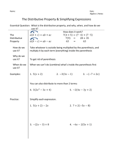 The Distributive Property & Simplifying Expressions