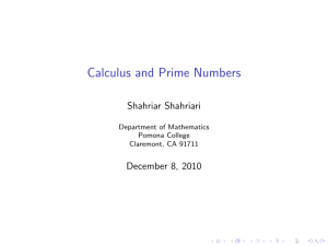 Calculus and Prime Numbers