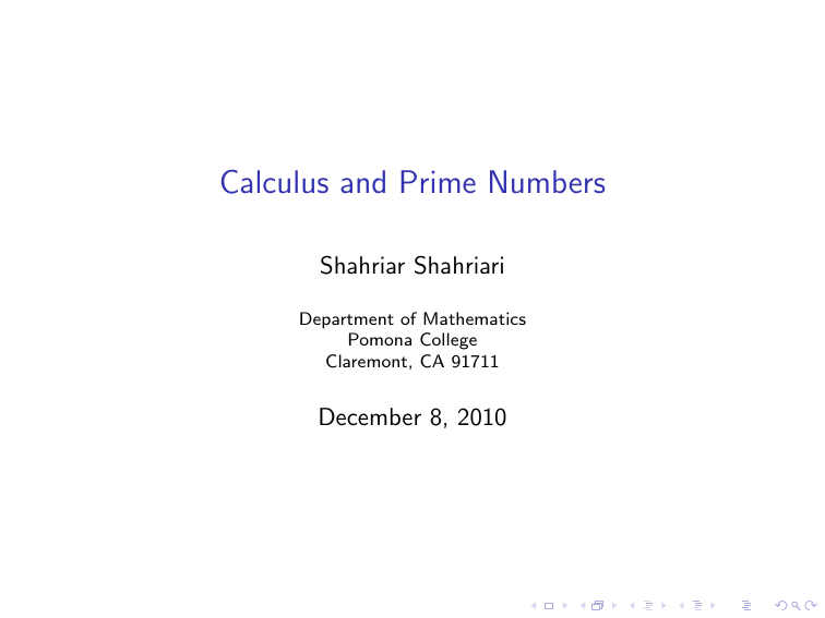 Calculus And Prime Numbers