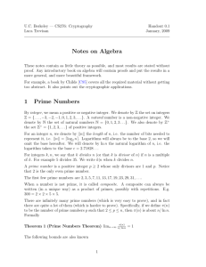 Notes on Algebra 1 Prime Numbers