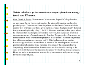 prime numbers, complex functions, energy levels and Riemann.