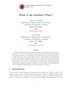 What is the Smallest Prime? - the David R. Cheriton School of