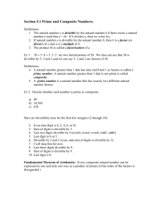 Section 5.1 Prime and Composite Numbers: