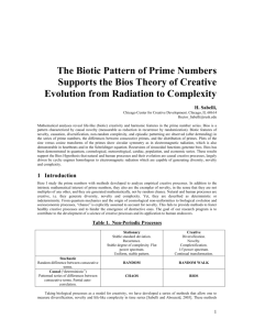 The Biotic Pattern of Prime Numbers Supports the Bios Theory of