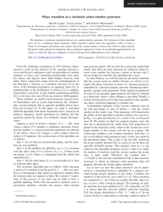 Phase transition in a stochastic prime