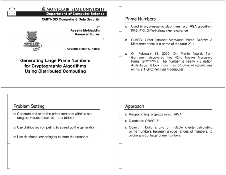 Generating Large Prime Numbers For Cryptographic Algorithms
