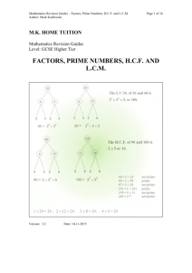 Factors and Prime Numbers