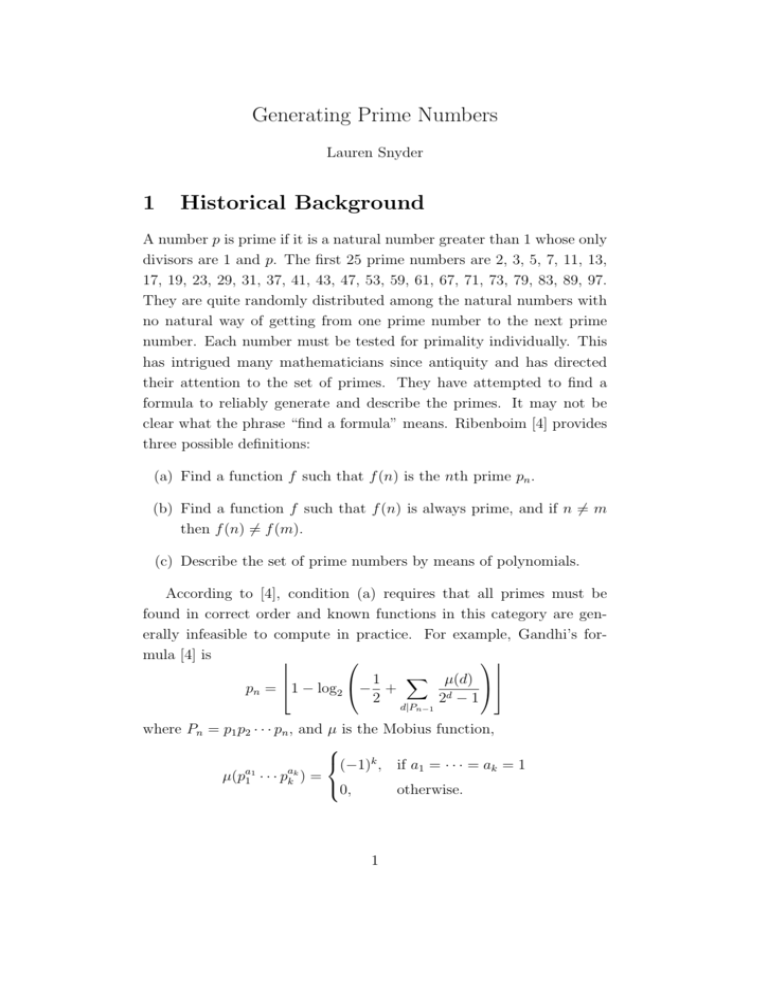 Generating Prime Numbers