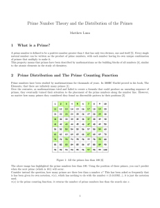 Prime Number Theory and the Distribution of the Primes