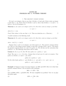 MATH 289 PROBLEM SET 4: NUMBER THEORY 1. The greatest