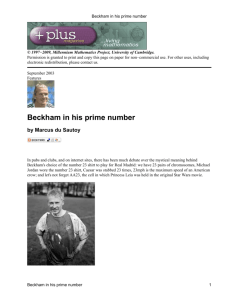 Beckham in his prime number - Plus Magazine