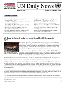 Latest issue - the United Nations