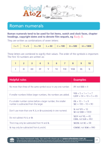 Roman numerals - Department of Education NSW