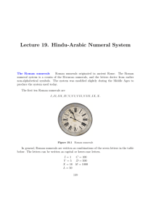 Lecture 19. Hindu-Arabic Numeral System