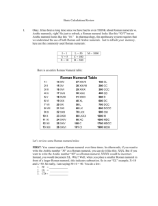 Roman Numeral Table