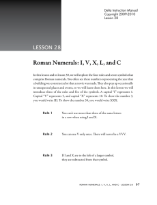 Roman Numerals: I, V, X, L, and C - Math-U-See