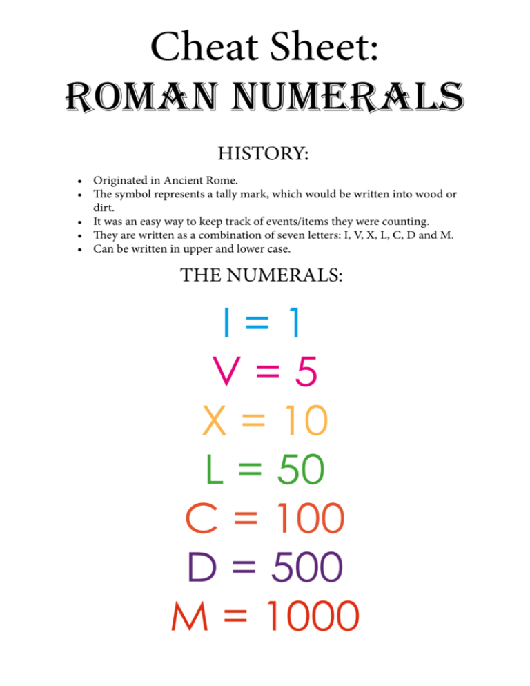 l in roman numerals