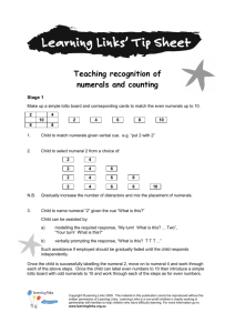 Teaching recognition of numerals and counting