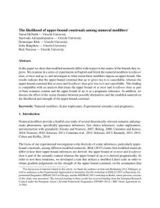 The likelihood of upper-bound construals among numeral modifiers1