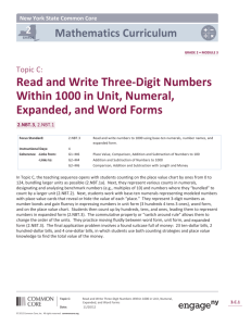 Read and Write Three-Digit Numbers Within 1000 in Unit, Numeral
