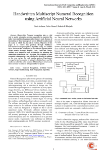 Handwritten Multiscript Numeral Recognition using Artificial Neural