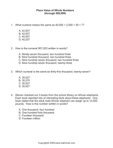 Place Value of Whole Numbers (through 999,999) 1. What numeral