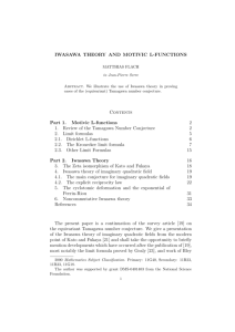 Iwasawa theory and motivic L-functions - Mathematics