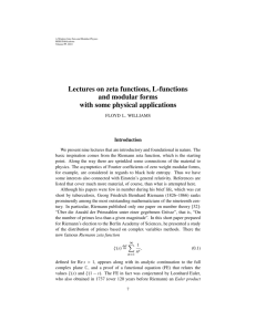 Lectures on zeta functions, L-functions and modular forms with some