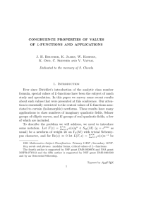 CONGRUENCE PROPERTIES OF VALUES OF L