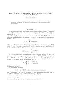 Indivisibility of cental values of L