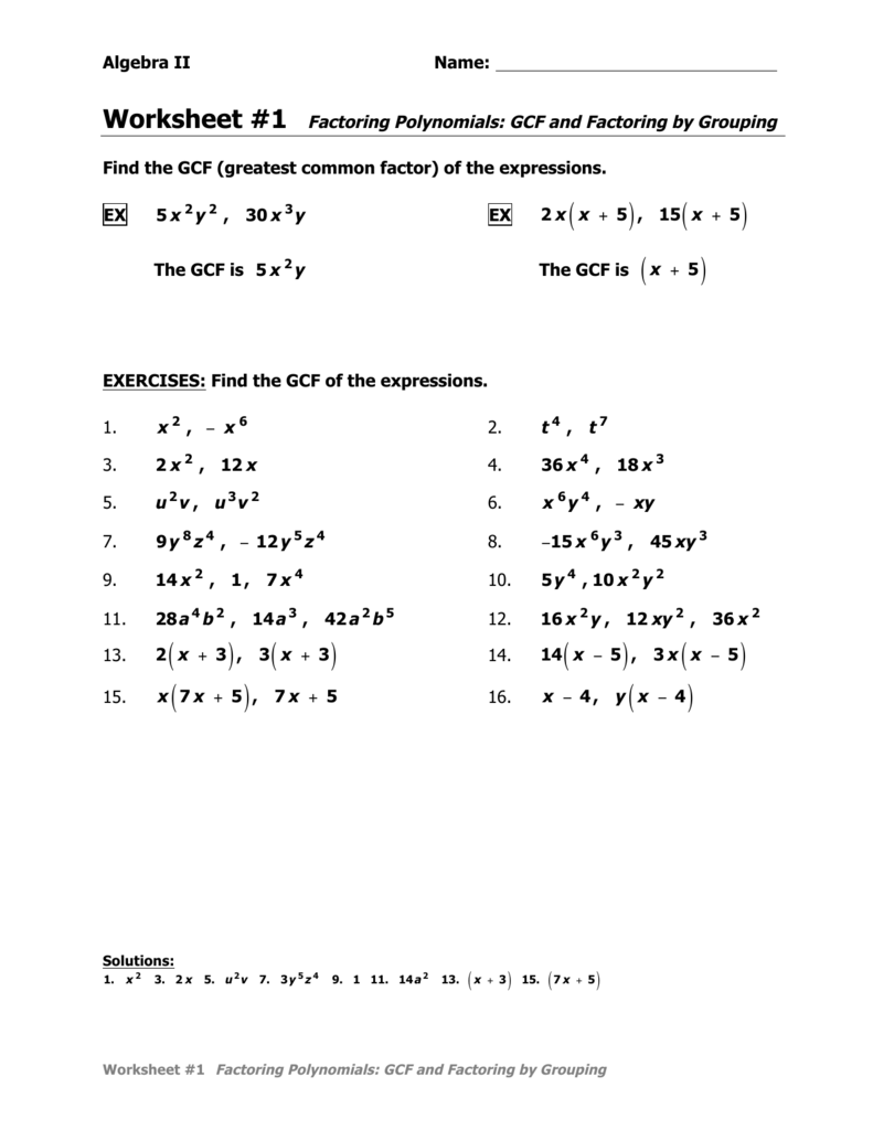 HW+21+Polynomial+Operations.doc For Factoring Greatest Common Factor Worksheet