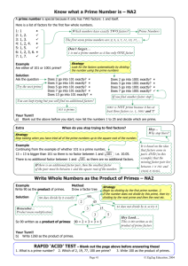 Know what a Prime Number is – NA2 Write Whole