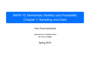 MATH 10: Elementary Statistics and Probability Chapter 1: Sampling