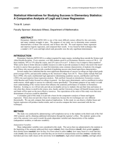 Statistical Alternatives for Studying Success in Elementary Statistics: