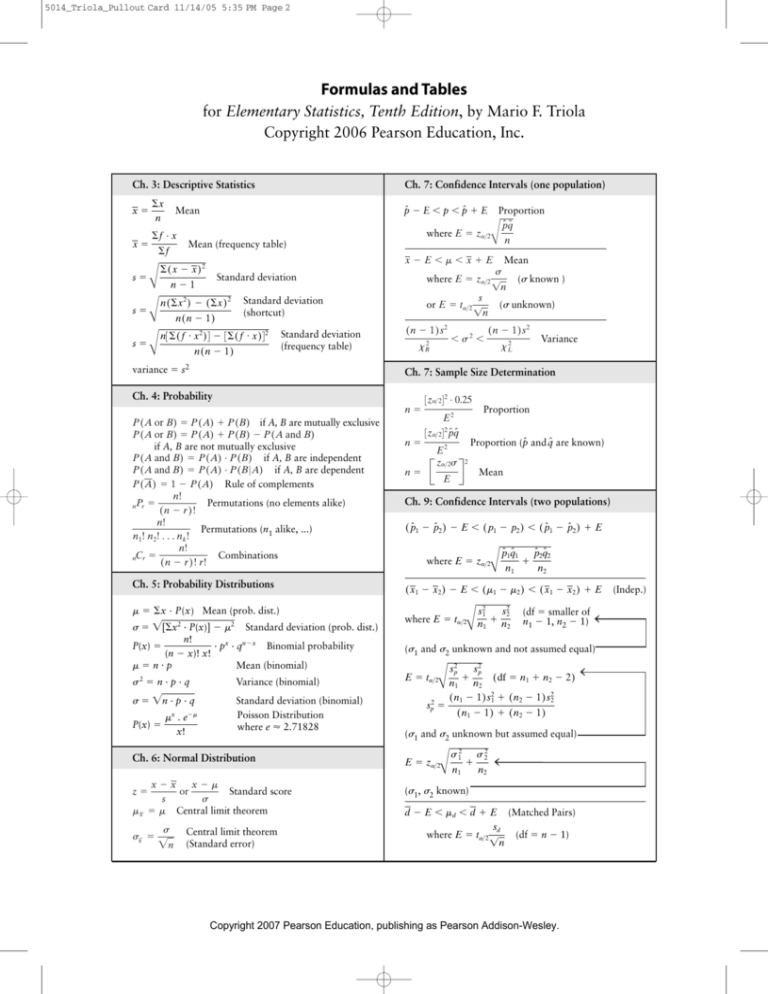 Formulas